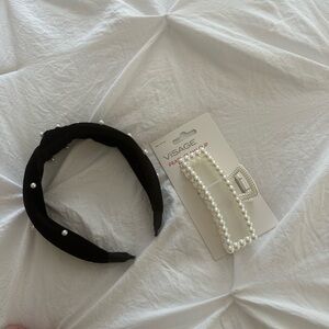 NWT Black and White Pearl Hair Accessories Set